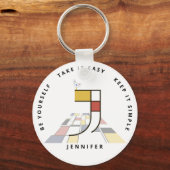 Indrukwekkend neoplasticisme Art Monogram. Brief J Sleutelhanger (Voorkant)