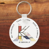 Indrukwekkend neoplasticisme Art Monogram. Brief K Sleutelhanger (Voorkant)