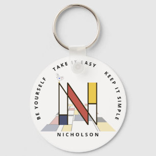 Indrukwekkend neoplasticisme Art Monogram. Brief N Sleutelhanger