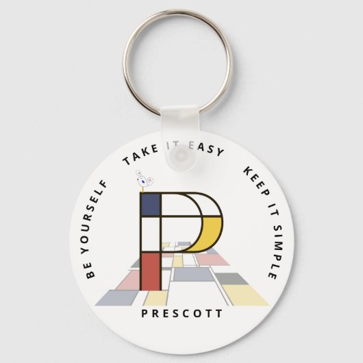 Indrukwekkend neoplasticisme Art Monogram. Brief P Sleutelhanger (Voorkant)