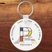 Indrukwekkend neoplasticisme Art Monogram. Brief P Sleutelhanger (Voorkant)