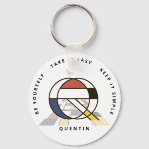 Indrukwekkend neoplasticisme Art Monogram. Brief Q Sleutelhanger