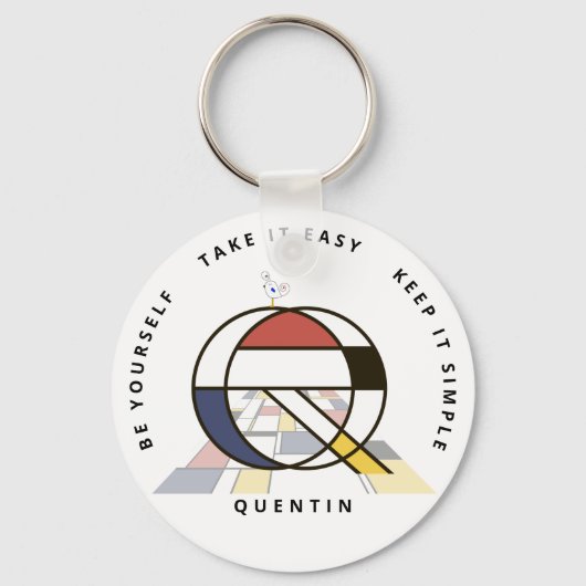 Indrukwekkend neoplasticisme Art Monogram. Brief Q Sleutelhanger (Voorkant)