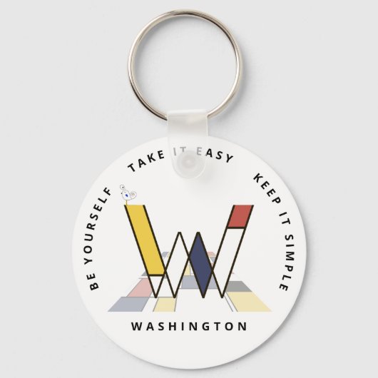 Indrukwekkend neoplasticisme Art Monogram. Brief W Sleutelhanger (Voorkant)