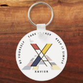 Indrukwekkend neoplasticisme Art Monogram. Brief X Sleutelhanger (Voorkant)