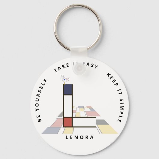 Indrukwekkend neoplasticisme Art Monogram. Letter  Sleutelhanger (Voorkant)