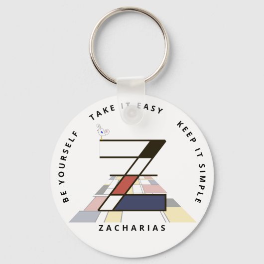 Indrukwekkend neoplasticisme Art Monogram. Letter  Sleutelhanger (Voorkant)