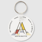 Indrukwekkend neoplasticisme Art Monogram. Letter Sleutelhanger (Voorkant)