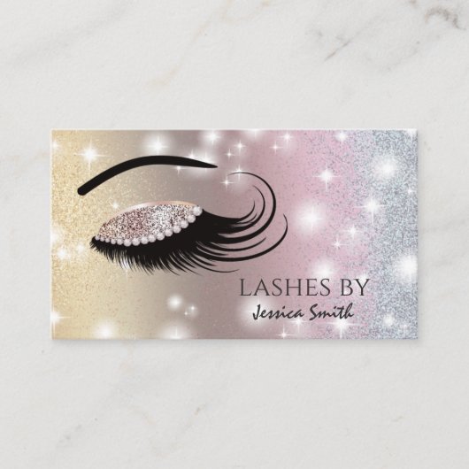 Indrukwekkend roos gouddiamantglittery make-up eye visitekaartje (Voorkant)