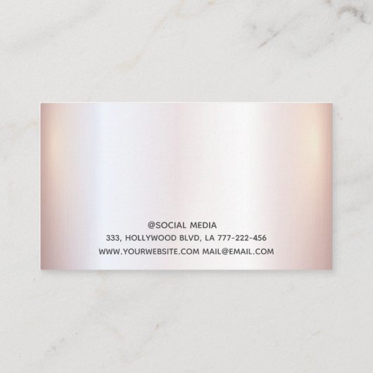 Indrukwekkend roos gouddiamantglittery make-up eye visitekaartje (Achterkant)