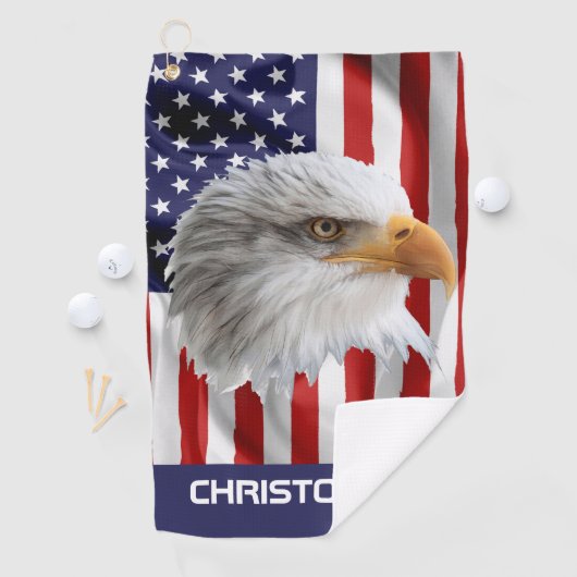Indrukwekkende adelaar, de Amerikaanse vlag, patri Golfhanddoek (Insitu)