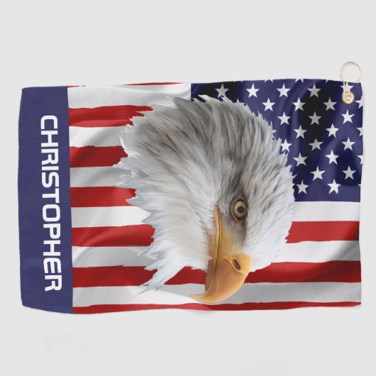 Indrukwekkende adelaar, de Amerikaanse vlag, patri Golfhanddoek (Horizontaal)