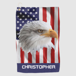 Indrukwekkende adelaar, de Amerikaanse vlag, patri Golfhanddoek