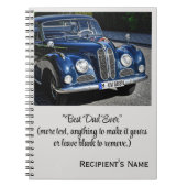 Indrukwekkende Blauwe Antiek Auto, Vaderdag Spiraa Notitieboek (Voorkant)