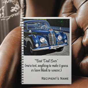 Indrukwekkende Blauwe Antiek Auto, Vaderdag Spiraa Notitieboek
