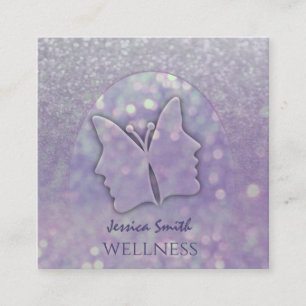 Indrukwekkende bokeh chic girl gezicht vlinderviol vierkante visitekaartje