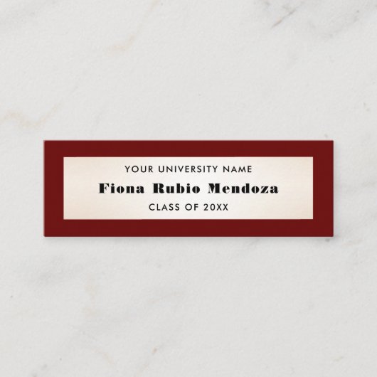 Indrukwekkende Bourgogne Afstuderen Naam Invoegen Mini Visitekaartje (Voorkant)