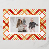 Indrukwekkende Gold Lines met kerstcadefoto's Lijs Folie Feestdagenkaart (Voorkant)