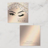 Indrukwekkende goudglitterij druppelt make-up oog vierkante visitekaartje (Voorkant / Achterkant)