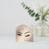 Indrukwekkende goudglitterij druppelt make-up oog vierkante visitekaartje (Staand voorkant)