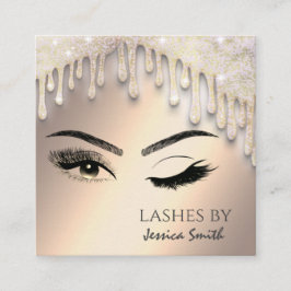 Indrukwekkende goudglitterij druppelt make-up oog vierkante visitekaartje