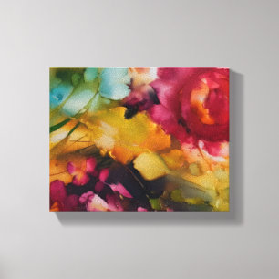 Indrukwekkende moderne bloemenjuwelentonen canvas afdruk