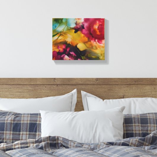 Indrukwekkende moderne bloemenjuwelentonen canvas afdruk (Insitu (Slaapkamer))