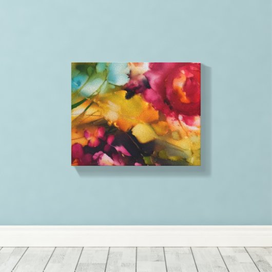 Indrukwekkende moderne bloemenjuwelentonen canvas afdruk (Insitu (Houten vloer))