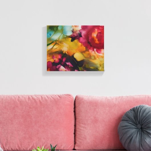 Indrukwekkende moderne bloemenjuwelentonen canvas afdruk (Insitu (Woonkamer))