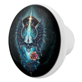 Indrukwekkende, realistische schedel, keramische knop