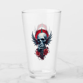 Indrukwekkende, realistische schedel met vleugels glas