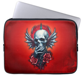 Indrukwekkende, realistische schedel met vleugels laptop sleeve