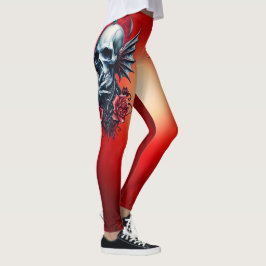 Indrukwekkende, realistische schedel met vleugels leggings