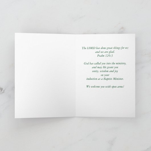 Inductie van de doopsgezinde minister Gefeliciteer Kaart (Binnen)