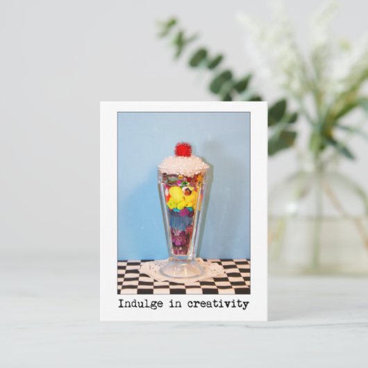 Induge in creativiteit fotografie briefkaart (Staand voorkant)