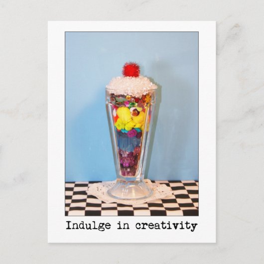 Induge in creativiteit fotografie briefkaart (Voorkant)