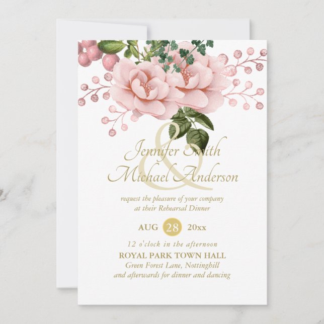 Indulgent Blush Pink Gold Rozen Bouquet repetitie (Voorkant)