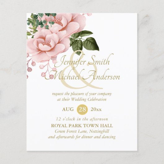 Indulgent Blush Pink Gold Rozen Bouquet Weddenscha (Voorkant)