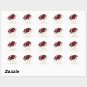 Indulgent Burgundy Royal Blue Pink Roses Wedding Ronde Sticker (Vel)
