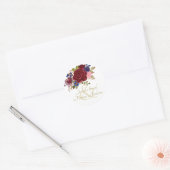 Indulgent Burgundy Royal Blue Pink Roses Wedding Ronde Sticker (Envelop)