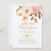 Indulgent Coral Gold Floral Bouquet Weddenschap (Voorkant)