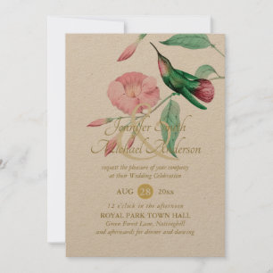 Indulgent Mint Pink Hummingbird Floral Vine Flower