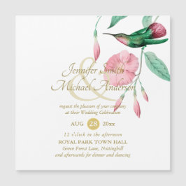 Indulgent Mint Pink Hummingbird Floral Vine Flower