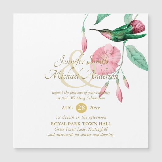 Indulgent Mint Pink Hummingbird Floral Vine Flower (Voorkant)