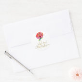 Indulgent Rode Roos Aquarel Gouden Trouwring Ronde Sticker (Envelop)