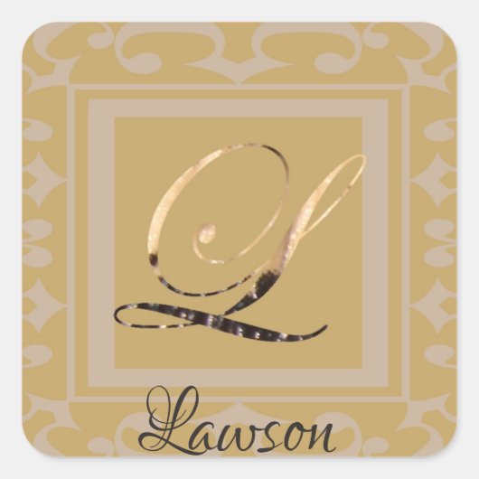 Indure elegante, geavanceerde Gold Letter L Vierkante Sticker (Voorkant)