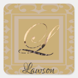 Indure elegante, geavanceerde Gold Letter L Vierkante Sticker