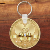 Indure Heart 50th Wedding Jubileum Favors Sleutelhanger (Voorkant)