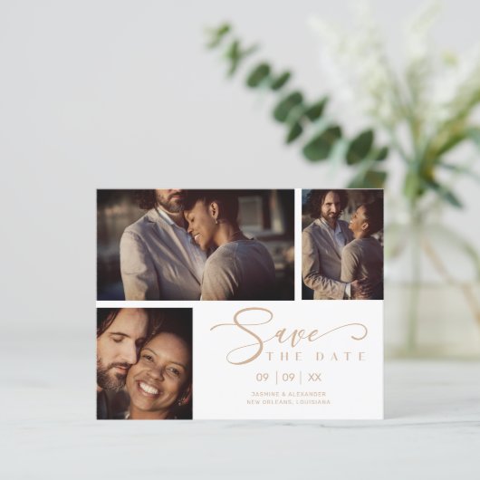 Indure witte rendy collage bruiloft 3 foto's (Staand voorkant)