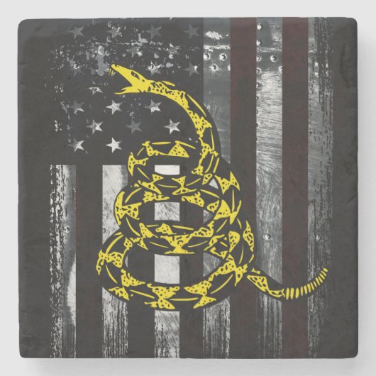 Industrial American Flag and Snake Clock Stenen Onderzetter (Voorkant)